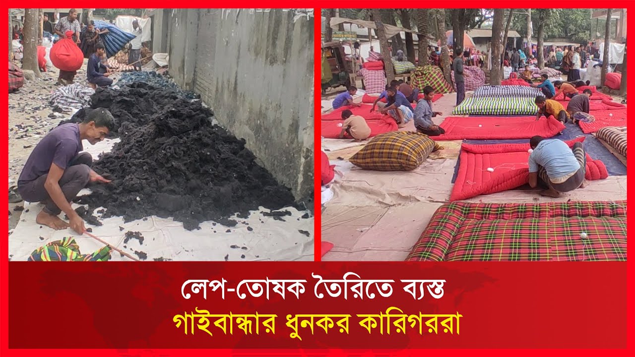 লেপ-তোষক তৈরিতে ব্যস্ত গাইবান্ধার ধুনকর কারিগররা । RCTV NEWS