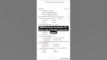 2023 Business Economics Paper | TYBCom Semester 6 | Mumbai University #tybcomsem6
