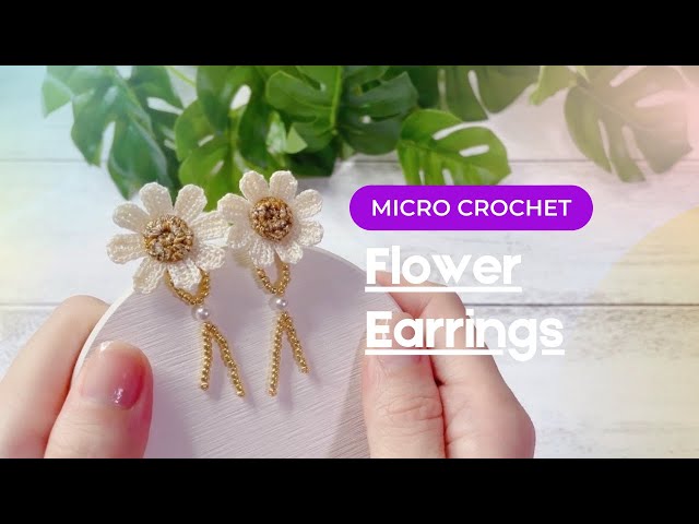 micro crochet flower with embroidery thread tutorial - how to crochet  miniature flower jewelry 