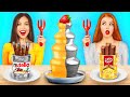 GOLD VS SILVER FOOD CHALLENGE | Funny Battle Only One Color For 24 Hours by RATATA WOW