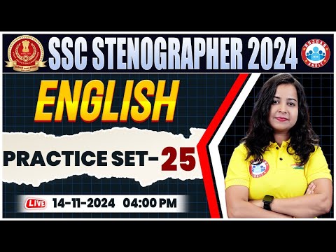 SSC Stenographer 2024 | SSC Stenographer English Practice Set 25 | English By Kiran Mam