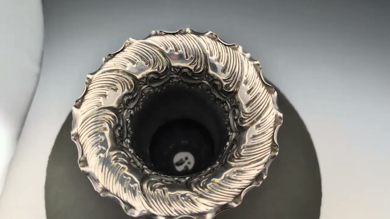 1900年 英国アンティーク 純銀製 花瓶 ベース 計203g Fenton Brothers
