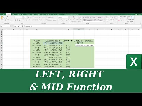 Use of LEFT, RIGHT & MID Functions in Excel