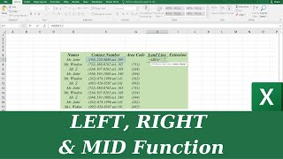 Use of LEFT, RIGHT & MID Functions in Excel