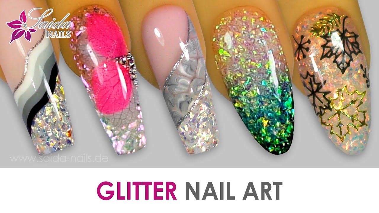 GLITTER NAIL ART Glitzer Designs mit dem Builder Gel Glitter - YouTube