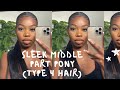 SLEEK MIDDLE PART PONYTAIL | BEST WAX/EDGE CONTROL FOR TYPE 4 HAIR | TYPE 4 HAIR