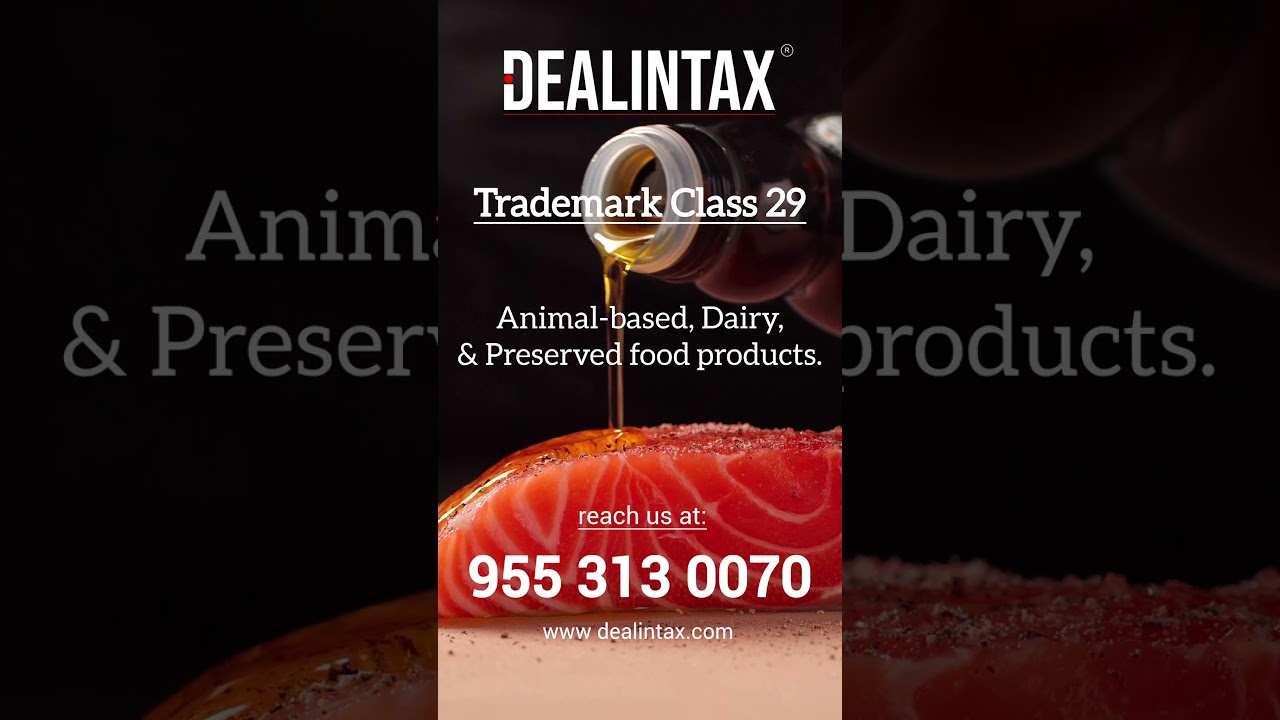 Trademark Class 29- Meat, Fish, Dairy,& Preserved foods- Dealintax #shorts