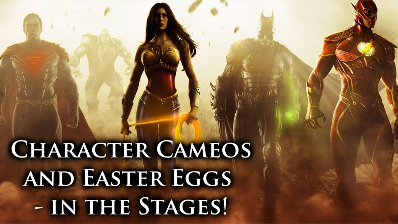 Injustice Gods Among Us Character Cameos Easter Eggs And Dc Mythos Stages Youtube