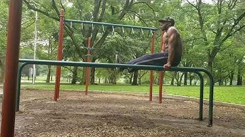 L -sit to handstand and sum dips