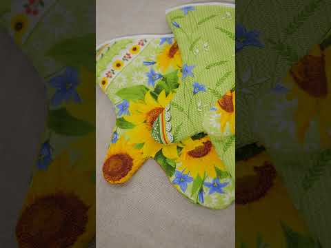 Рукавиця-Прихватка для кухні подвійна/100% бавовна рогожка/розмір36*25/малюнок -Соняхи/ПП"Світлана-К", відео 1