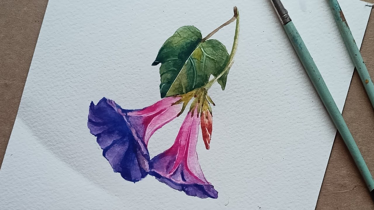 Flower watercolor painting/ how to draw easy watercolor step by step