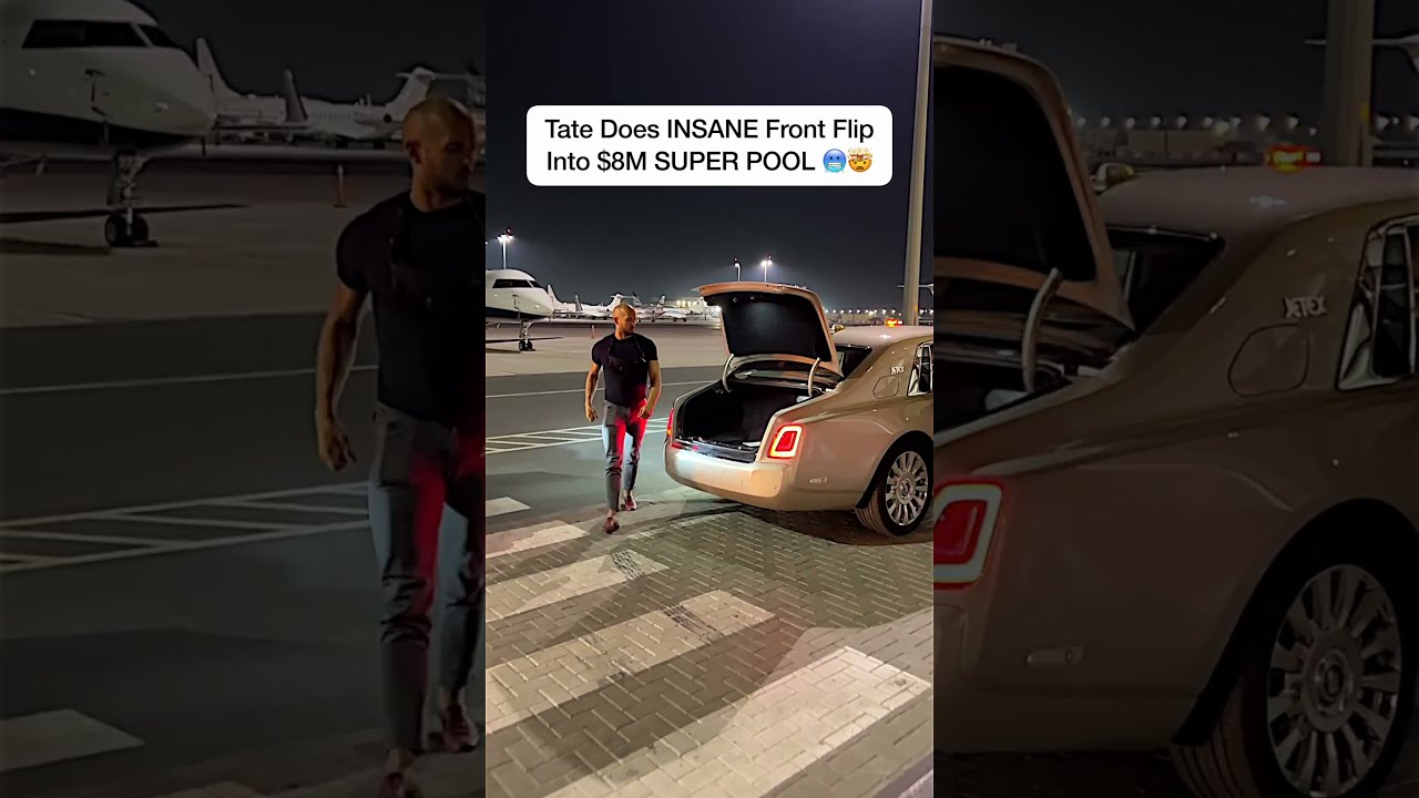 Andrew Tate Does INSANE Front Flip Into 8M SUPER POOL 