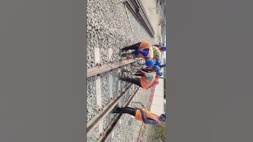 Ballast Temping work make together by Track workers.#railway, railroad, #track #youtubeshorts,