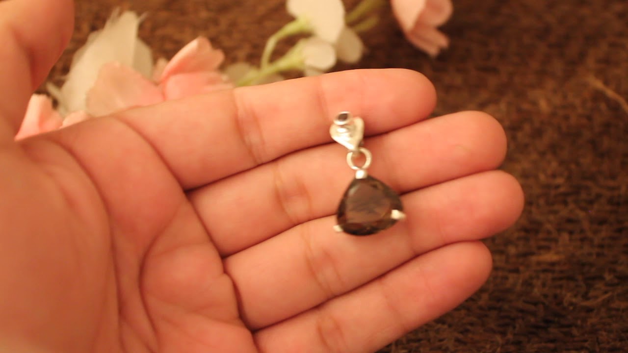 Natural Smoky Quartz & Red Garnet Prong Set Pendant I 925 Sterling Silver Pendant I Smoky Pendant