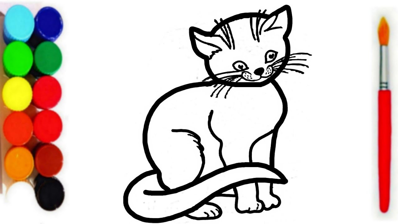 Cat 🐈 drawing and Coloring Cat for kids Cat drawing step by step