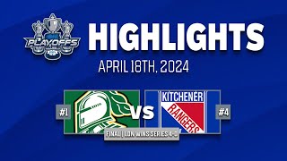 OHL Playoff Highlights: London Knights @ Kitchener Rangers - Game 4 - April 18th, 2024