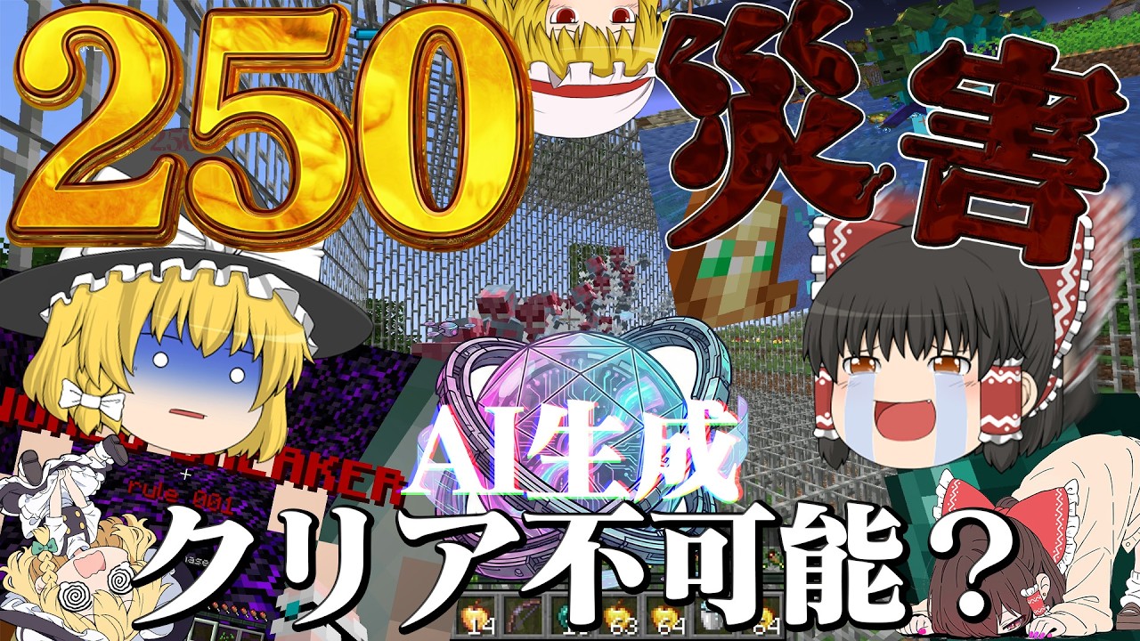 【ゆっくり実況/初投稿】AIが作った「250の災害イベント」世界、クリア不可能なのか？【マイクラ】