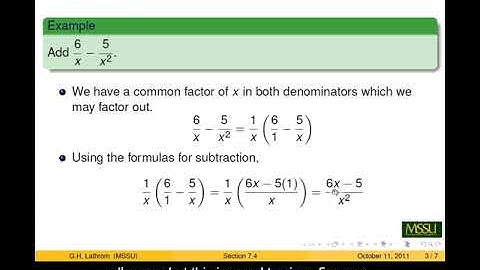 Adding and Subtracting Rational Expressions - Part 2