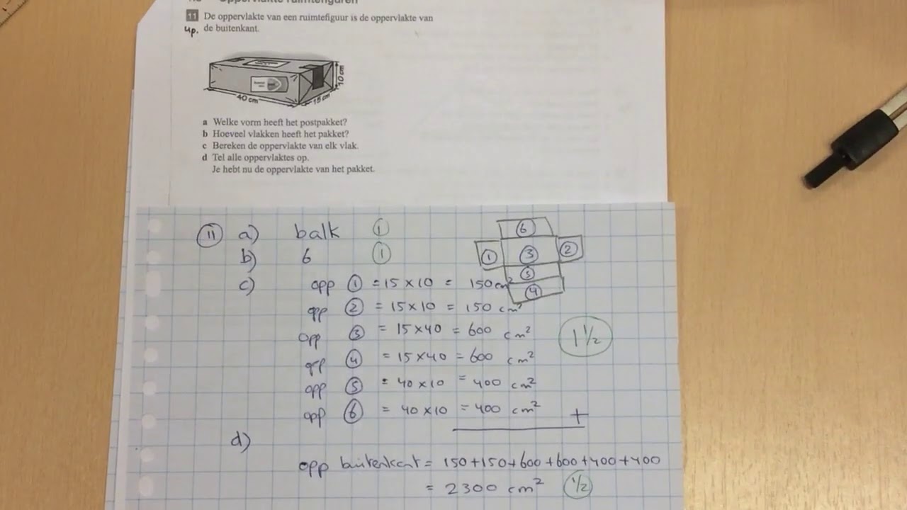 Oefen SO H1 onderdeel oppervlakte ruimtefiguren berekenen