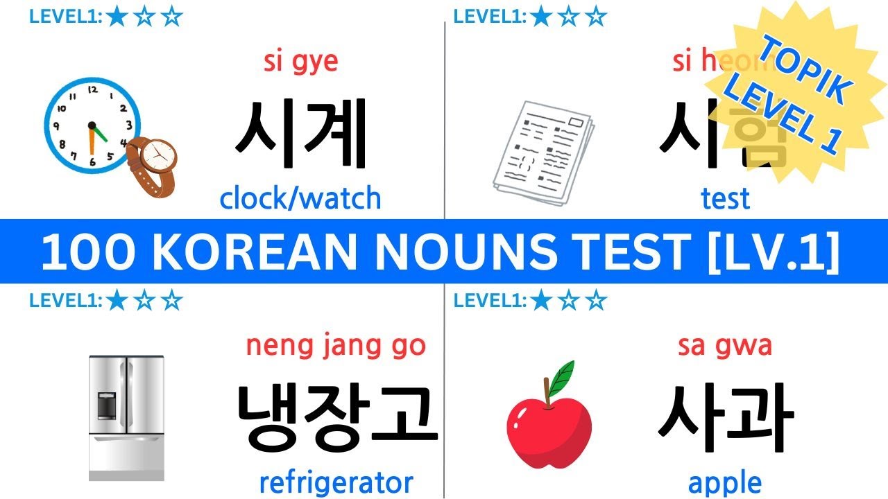 TOPIK I Vocabulary 100 Words Every Beginner Should Know