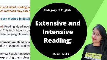 Extensive and Intensive Reading | Pedagogy of English