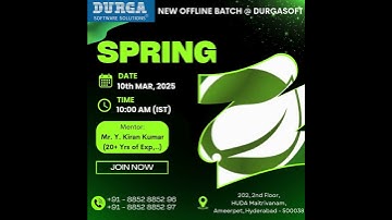 🌱 Master Spring Framework – Core, MVC, Boot & More | Offline Training @ DURGASOFT 🚀