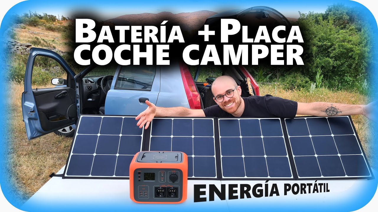 ✓ BATERÍA solar portátil + placa para COCHE CAMPER - PowerOak