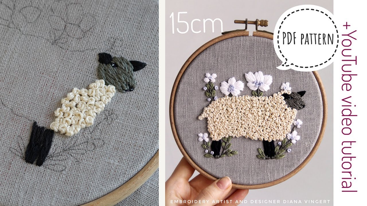 How to embroider a sheep. Embroidery for beginners/ Sheep pattern YouTube