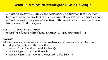 Function Prototype in C | Unit - 4 | PPS Important Questions 2021 | JNTUH | R-18