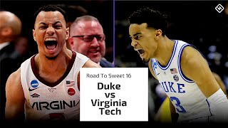 Duke vs Virginia Tech NCAA Live Zion Reaction Road To Elite 8 Survive and Advance