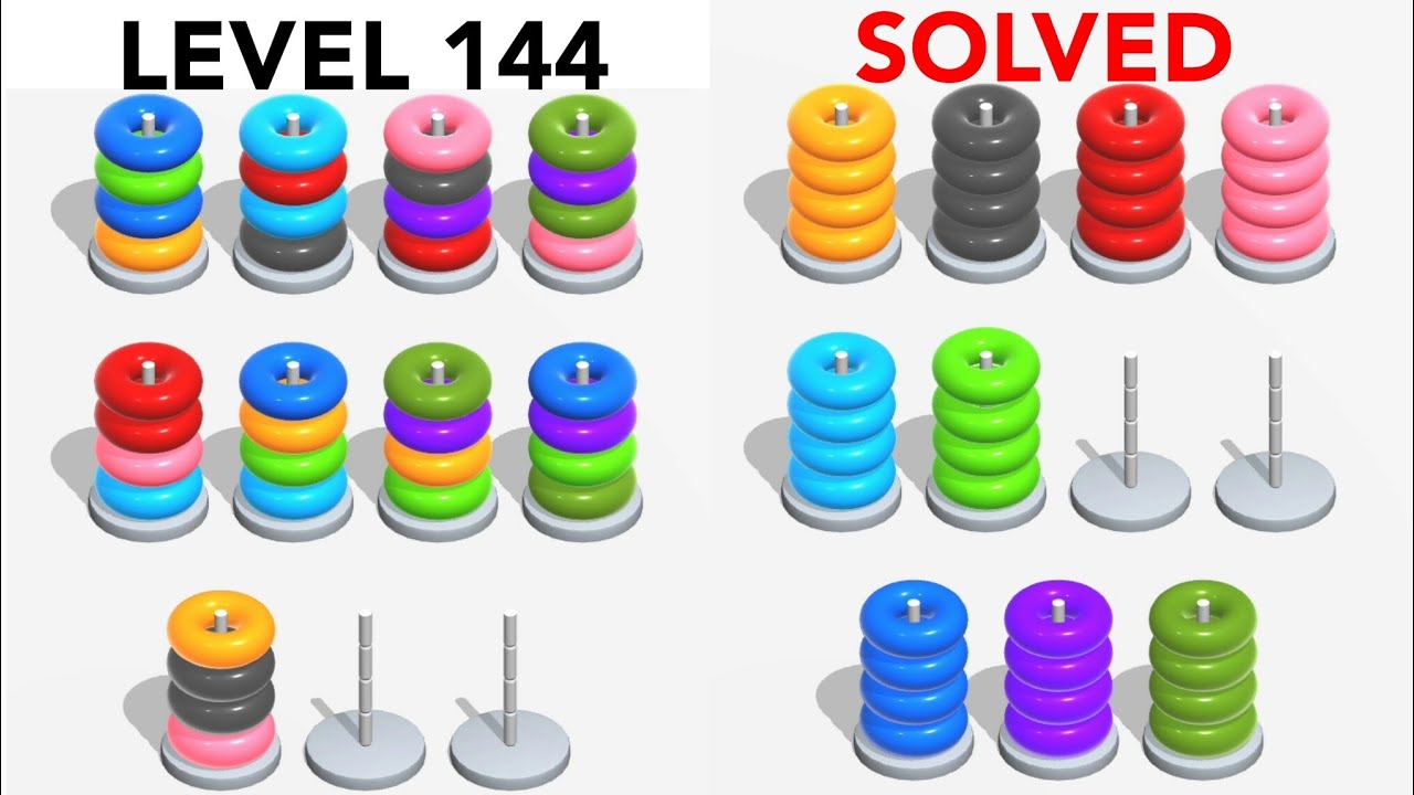 Color Hoop Stack Level 144 | Puzzle Games | Complete - YouTube