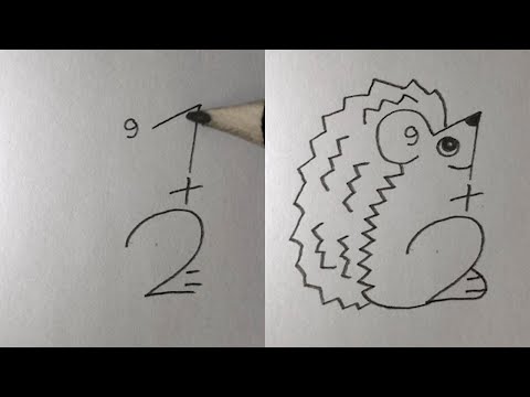 Как нарисовать ЕЖИКА из ЦИФР 7+2=9