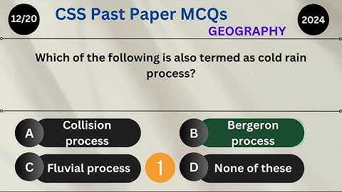 CSS Past Paper 2024 MCQs of "Geography" with Answers for CSS Aspirants