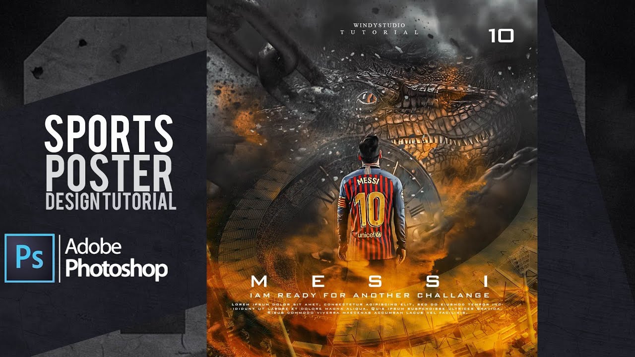 Adobe Tutorial l Sports Poster Design l Messi Fantasy YouTube