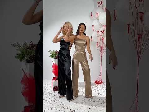 Жіночий літній атласний комбінезон мокко, видео 1