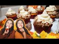 Pumpkin Cupcakes with Cream Cheese Frosting/Kate and Ashley&#39;s Kitchen