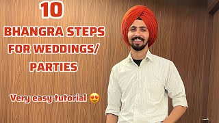 LEARN 10(TEN) BHANGRA STEPS| BHANGRA STEPS FOR BEGINNERS| EASY AND AMAZING BHANGRA FOR WEDDING PARTY