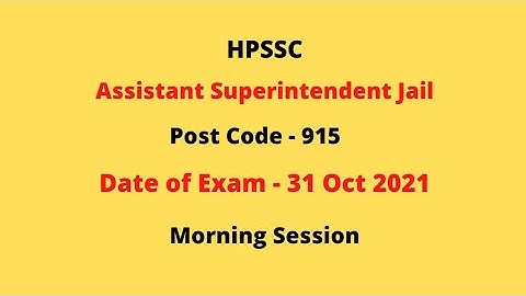 HPSSC Assistant Superintendent Jail Post Code-915 Question Paper Answer Key(part 1)HP Gk