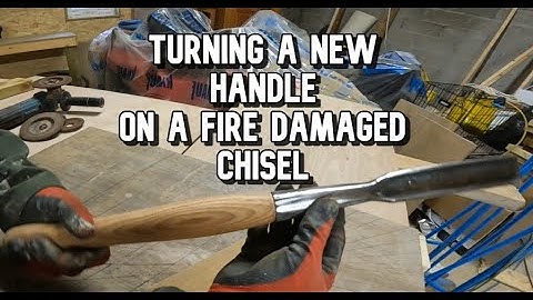 Woodturning  a new handle for a chisel damaged in my workshop fire.
