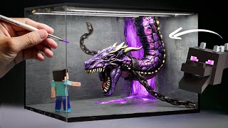 Diorama of Realistic ENDER DRAGON In the Realistic Minecraft with Polymer Clay Laboratory