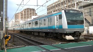 JR京浜東北線E233系サイ183編成&サイ103編成 蒲田－川崎の踏切にて