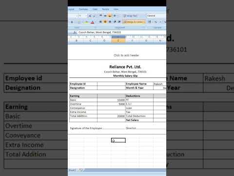 How To Create Salary Pay Slip In Microsoft Excel #fullvideochannelpar