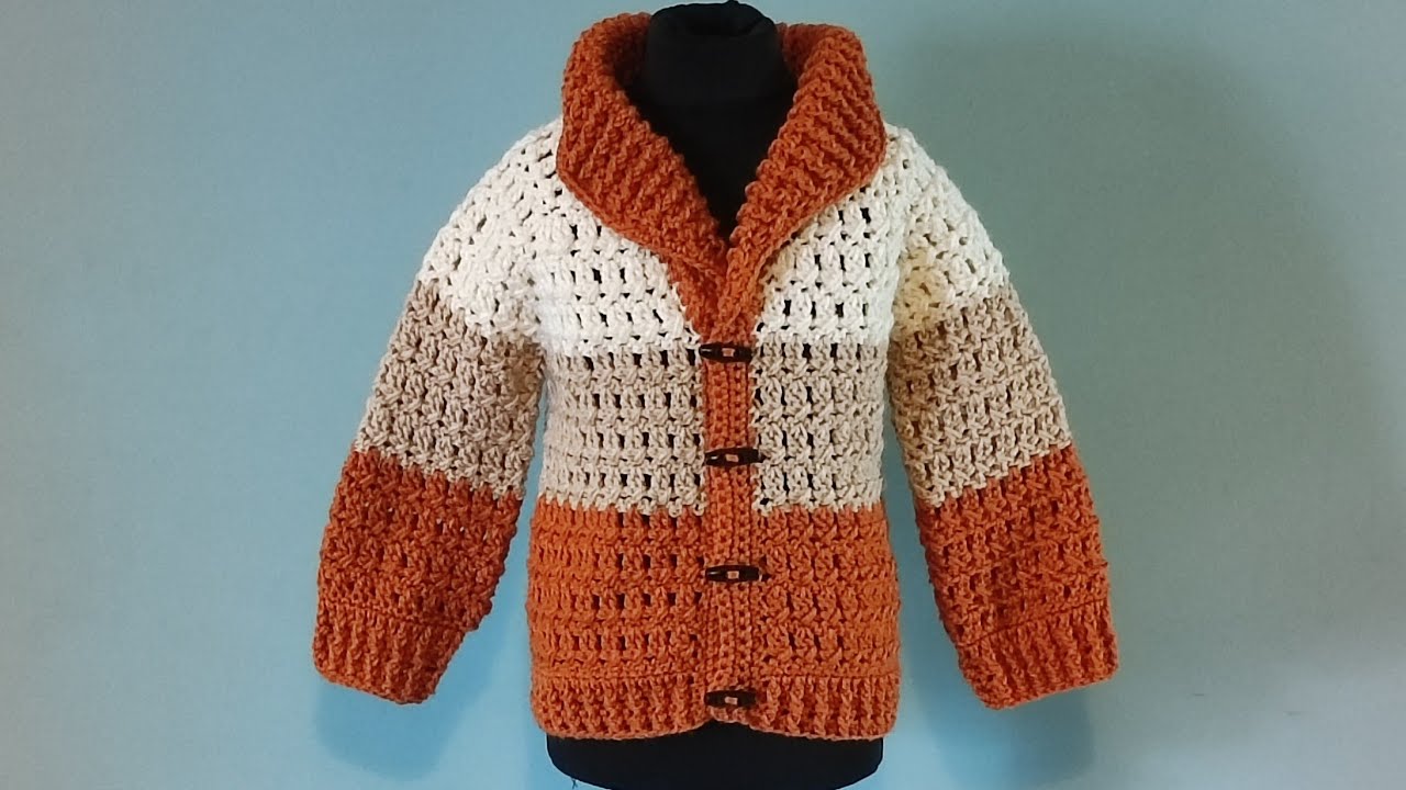 Crochet #104 How to crochet boys V-neck cardigan / Part 1
