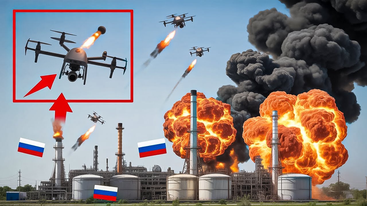 Massive FIREBALL: Ukrainian DRONES Destroy Russian Oil Depot