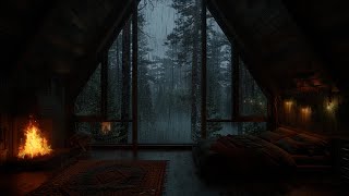 Listen and Sleep Immediately with Heavy Rain and Thunder Sound on Window in Foggy Forest at Night