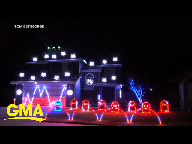 Tom BetGeorge shows off his incredible Halloween House l GMA class=