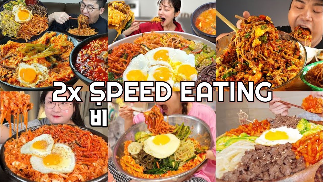 Bibimbap Korean Food Mukbang | ASMR 2x Speed Eating Show 