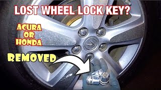 ACURA MDX OR HONDA How to remove a WHEEL LOCK NUT WITHOUT A KEY