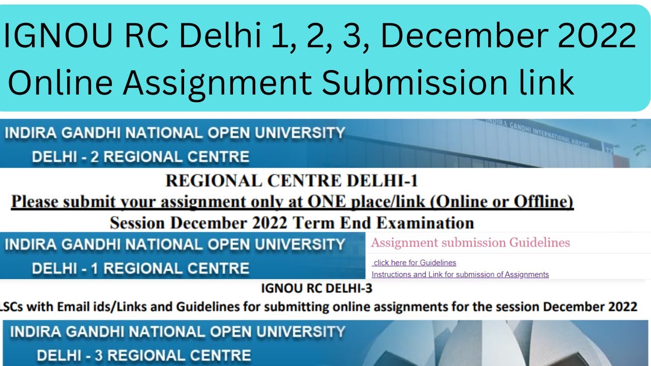 ignou assignment submission online 2022 rc delhi 2