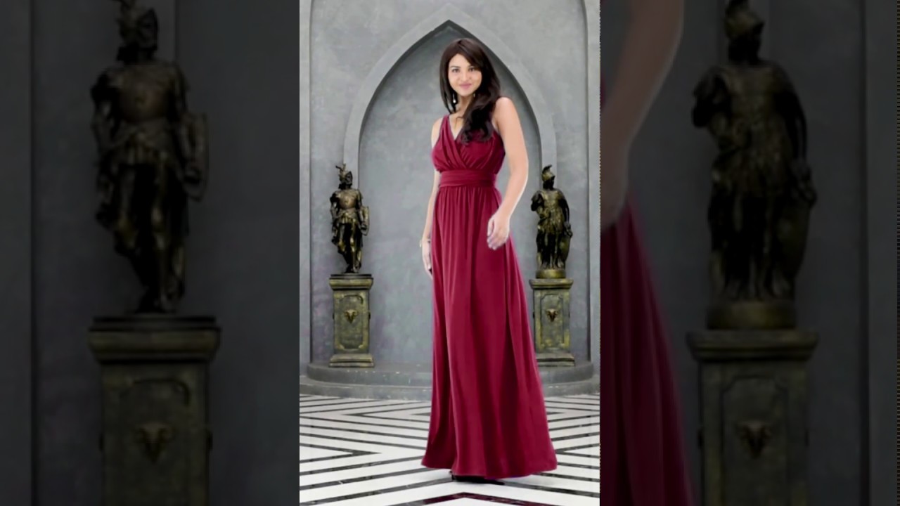 SHIROI - Elegant Sexy Sleeveless Cocktail Deep V Neck Gown Maxi Dress